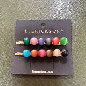 L. Erickson beaded hair clips, NWT